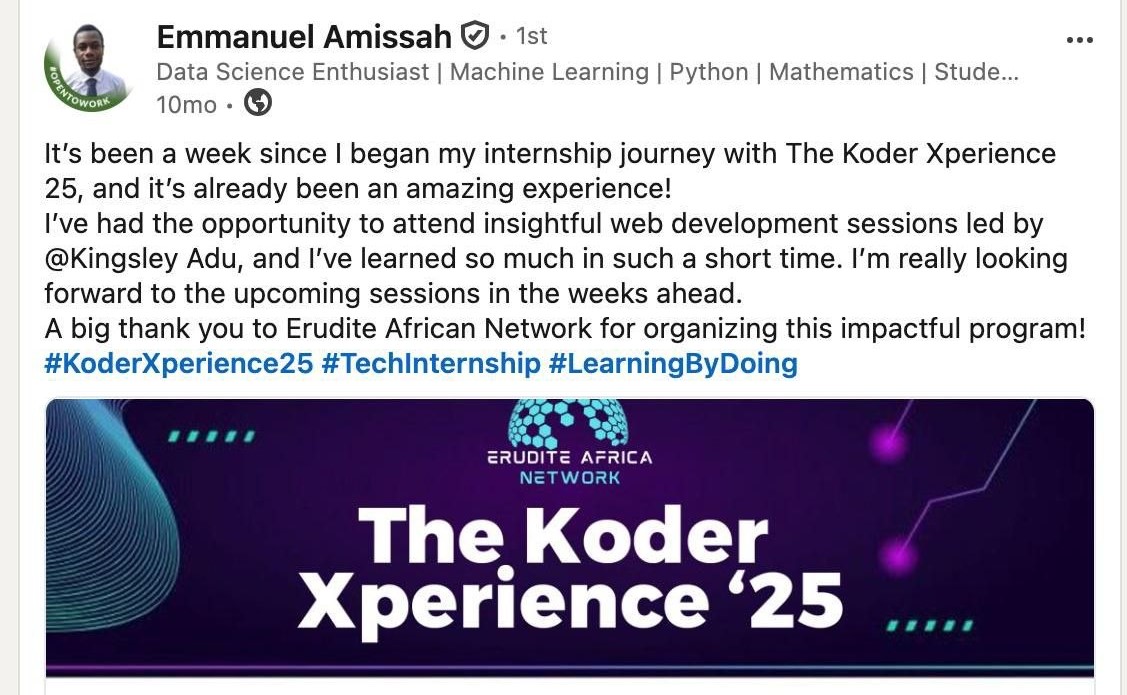 James Osei testimonial message