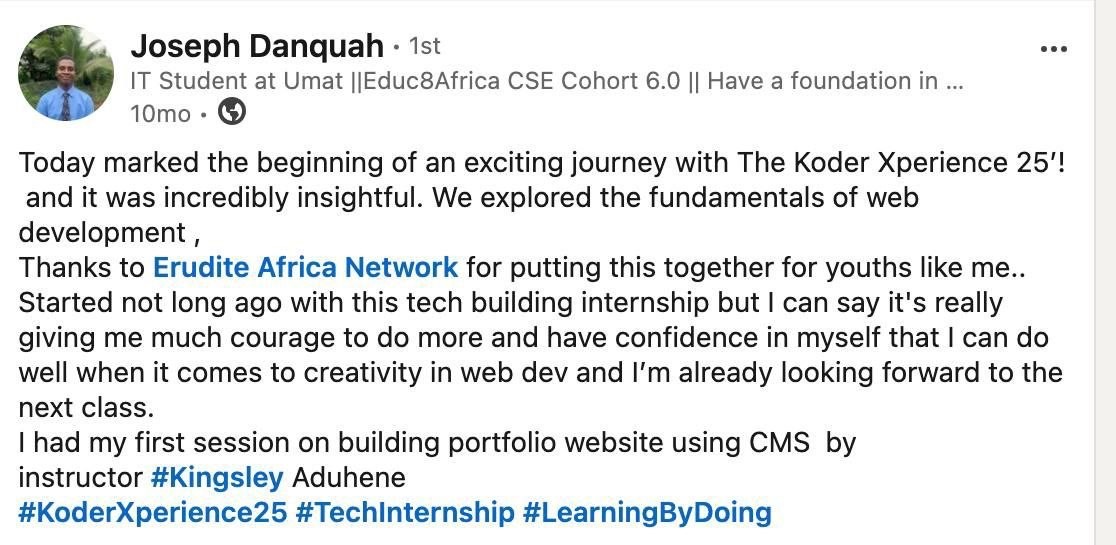 Ama Darko testimonial message